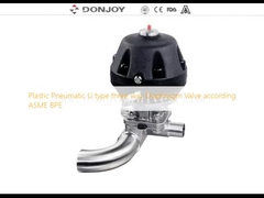 Válvula de diafragma pneumática de plástico tipo U de três vias, de acordo com a norma ASME BPE