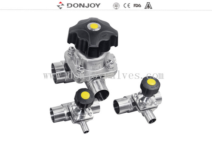 SS316L 1 INCH Tipo T válvula de diafragma manual de três vias para controle de fluidos de phamacy