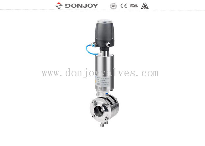 Válvula de borboleta pneumática do assento dobro de Mixproof com cabeça esperta C-TOP 1