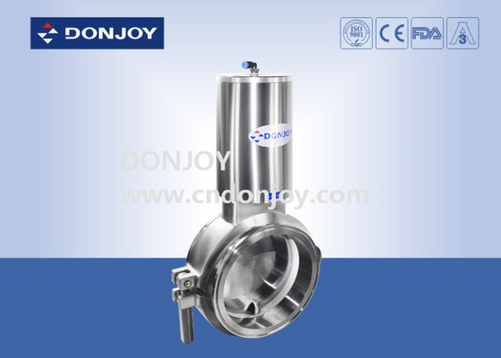 Single acting Normal Open Sanitary level 3 inch powder butterfly valves with stainless steel actuator