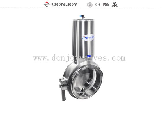 Single acting Normal Open Sanitary level 3 inch powder butterfly valves with stainless steel actuator