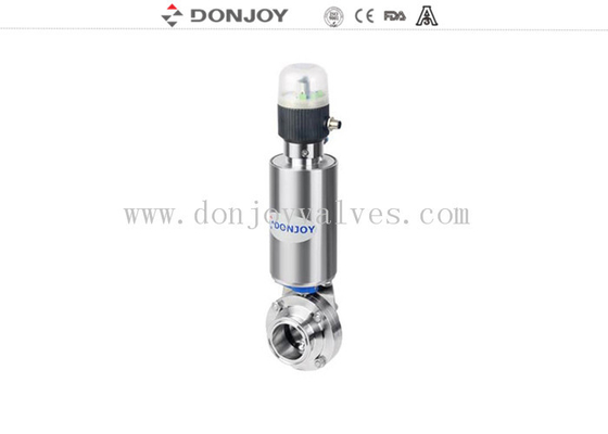Válvulas pneumáticas sanitárias de borboleta de aço inoxidável 304 / 316 com posicionador e atuador